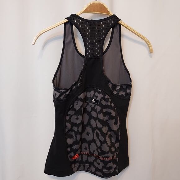 Adidas by Stella McCartney Black and Gray Leopard Print Athletic Active Tank Top - Picture 3 of 10